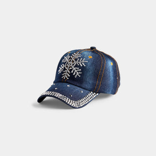 Denim Snowflake Baseball Hat - Denim