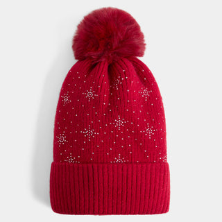 Glistening Snowflake Hat - Poinsetta