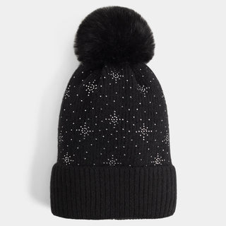 Glistening Snowflake Hat - Black