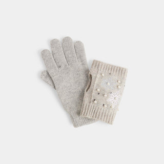 Snowflake Convertible Gloves - Grey