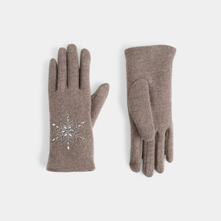 Christmas Snowflake Touchscreen Gloves - Tan
