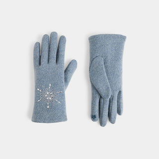 Christmas Snowflake Touchscreen Gloves - Light Blue