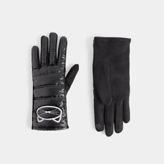 Embroidered Cat Touchscreen Gloves - Black