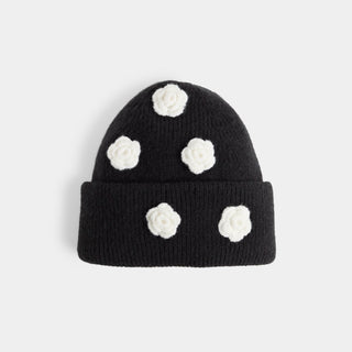 Crochet Flower Hat - Black