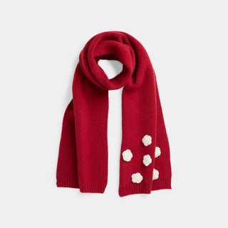 Crochet Flower Scarf - Red