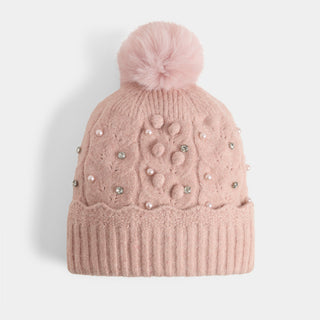 Sweet Scallop Glam Knit Hat - Pink