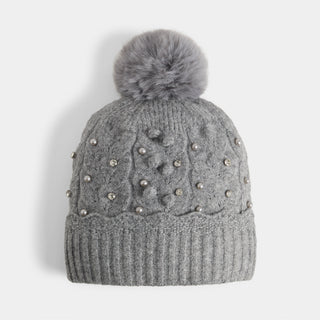 Sweet Scallop Glam Knit Hat - Grey