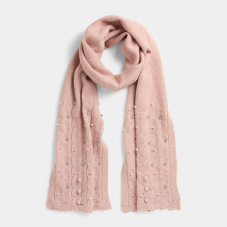 Sweet Scallop Glam Knit Scarf - Pink