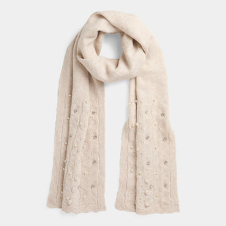 Sweet Scallop Glam Knit Scarf - Cream