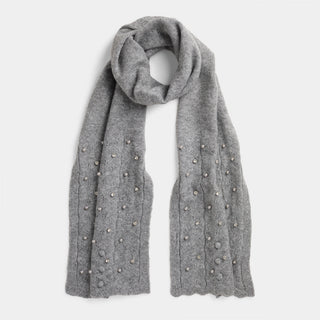 Sweet Scallop Glam Knit Scarf - Grey