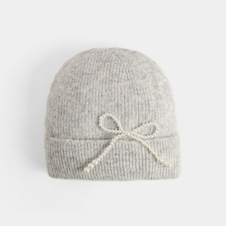 Pearl Bow Hat - Light Grey