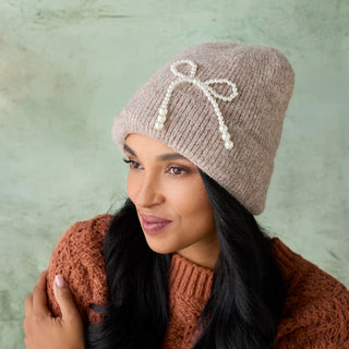 Pearl Bow Hat - Natural