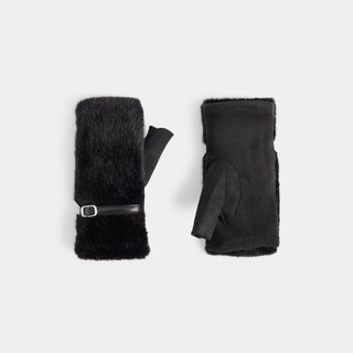 Belted Fingerless Gloves - Black