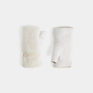 Belted Fingerless Gloves - Winter White