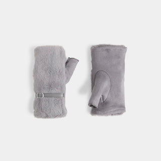 Belted Fingerless Gloves - Grey