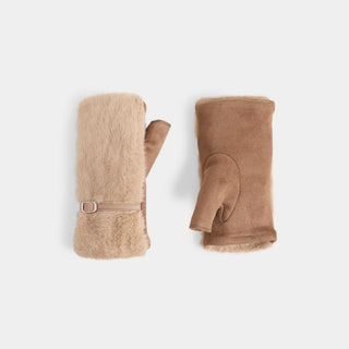 Belted Fingerless Gloves - Tan