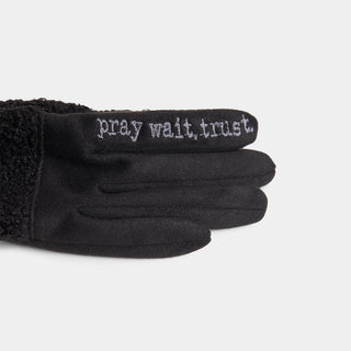 Pray, Wait, Trust Touchscreen Gloves - Black