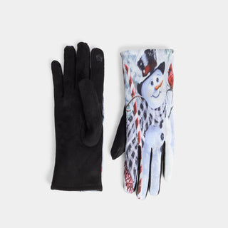 Snowman Cardinal Touchscreen Gloves - Snowy Day