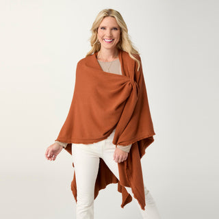 Heavenly-Luxe Pull Thru Wrap with Fringe - Rust