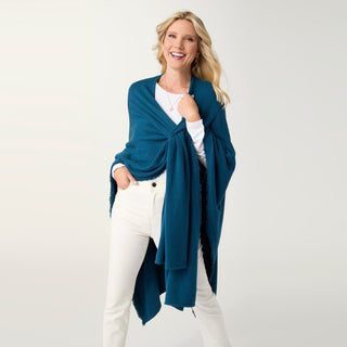 Heavenly-Luxe Pull Thru Wrap with Fringe - Dark Teal