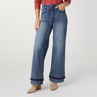 EverStretch Wide Leg with Dual Wash Bottom - Dark Denim