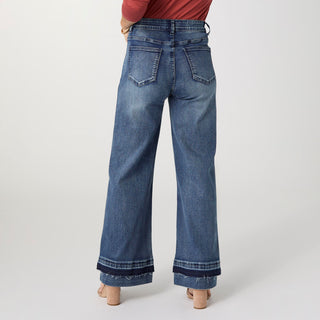 EverStretch Wide Leg with Dual Wash Bottom - Dark Denim