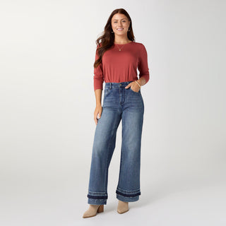 EverStretch Wide Leg with Dual Wash Bottom - Dark Denim