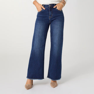 EverStretch Wide Leg with Fringe - Dark Denim