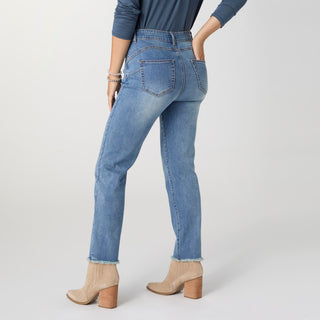 EverStretch Straight Ankle with Raw Bottom - Medium Denim