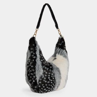 Galyna Faux Fur Hobo - Black/White