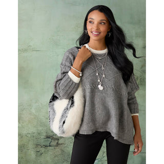 Galyna Faux Fur Hobo - Black/White