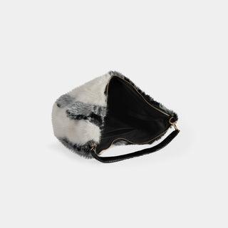 Galyna Faux Fur Hobo - Black/White