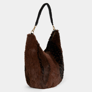 Galyna Faux Fur Hobo - Black/Brown
