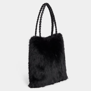 Veda Faux Fur Tote - Black