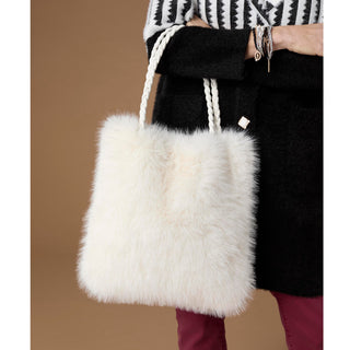 Veda Faux Fur Tote - White