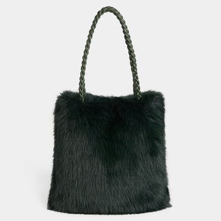 Veda Faux Fur Tote - Forest Green
