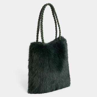 Veda Faux Fur Tote - Forest Green