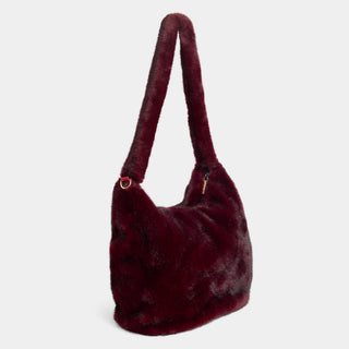 Corinna Faux Fur Shoulder Bag - Merlot