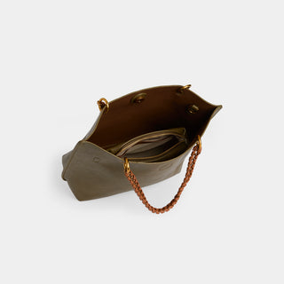 Ayesha Mini Tote w/ Braided handle - Olive