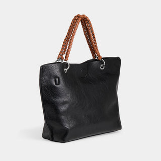 Ayesha Mini Tote w/ Braided handle - Black