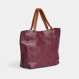 Ayesha Mini Tote w/ Braided Handle - Merlot