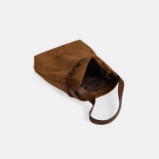 Faux Suede Bucket Bag - Cognac