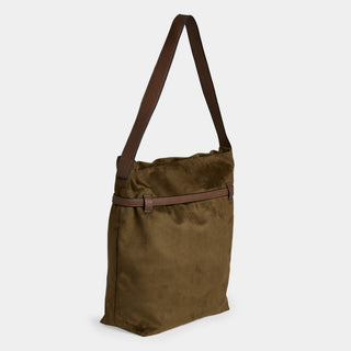 Faux Suede Bucket Bag - Olive