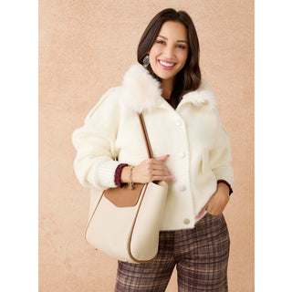 Cassidy Two-Tone Tote - Cream