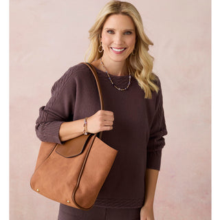 Cassidy Two-Tone Tote - Cognac