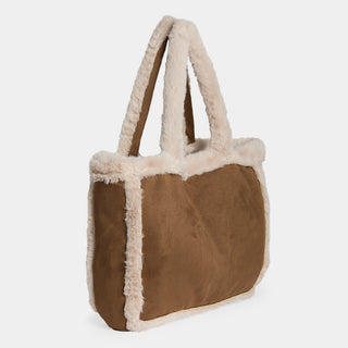 Laila Faux Fur Tote - Brown