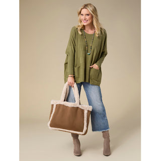 Laila Faux Fur Tote - Brown