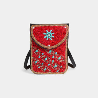 Artisan Beaded Crossbody - Red/Turquoise