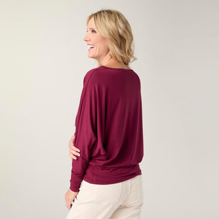 Soft Landing Dolman Sleeve Top - Rich Wine