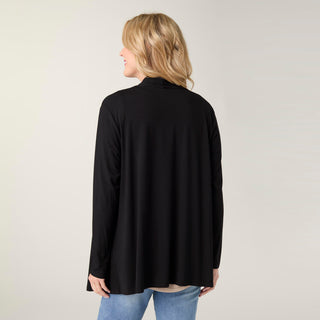 Soft Landing Cardigan with Button Closure - Black